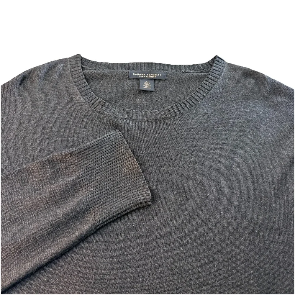 Banana Republic‎ Luxury Blend Sweater Mens L Large Gray Silk Cotton Cashmere